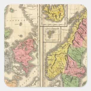 Denemarken, Zweden en Noorwegen Vierkante Sticker