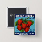 Denham Springs Beauties Strawberries Vierkante Button 5,1 Cm (Voorkant /achterkant)