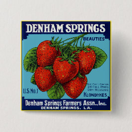 Denham Springs Beauties Strawberries Vierkante Button 5,1 Cm