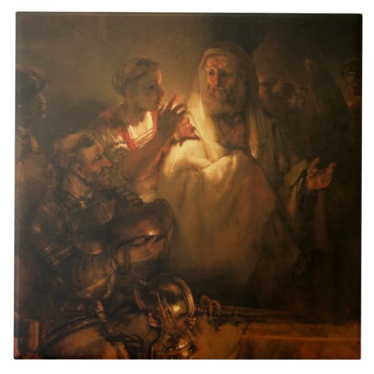 Denial of St. Peter, 1660 (olie op canvas) Tegeltje (Voorkant)