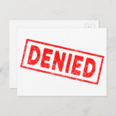 Denied Red Rubber Stamp Briefkaart (Voorkant / Achterkant)
