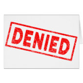 Denied Red Rubber Stamp Card (Voorkant Horizontaal)