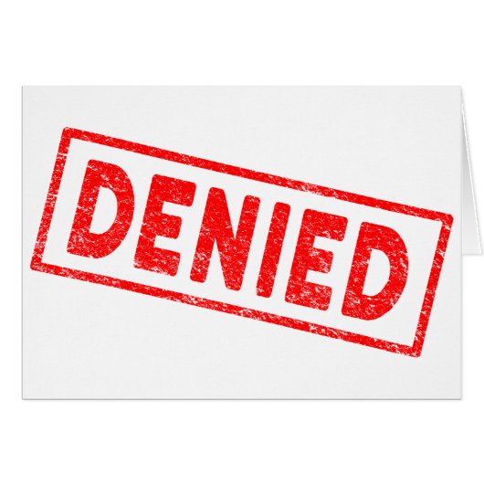 Denied Red Rubber Stamp Card (Voorkant Horizontaal)