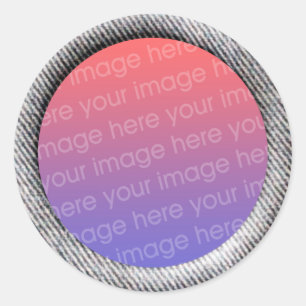 Denim (3d effect lijst grens) Sjabloon Ronde Sticker