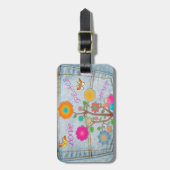 Denim Achterzak Bloemen Vrede Liefde Hoop Bagagelabel (Voorkant verticaal)