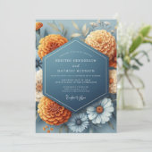 Denim Amber Herfst Bruiloft Kaart (Staand voorkant)