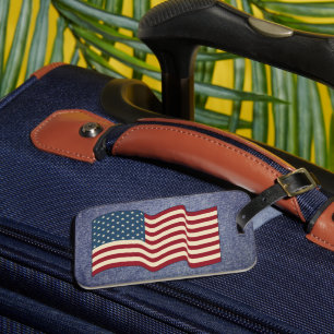 Denim American Flag Bagagelabel Cruise Gift