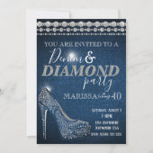 Denim and Diamond Birthday Party, elegant, hakken Kaart (Voorkant)