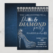 Denim and Diamond Birthday Party, elegant, hakken Kaart (Voorkant / Achterkant)