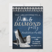Denim and Diamond Birthday Party, elegant, hakken Kaart (Voorkant)
