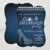 Denim and Diamond Birthday Party, elegant, hakken Kaart (Voorkant / Achterkant)