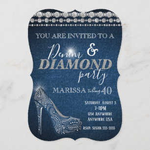 Denim and Diamond Birthday Party, elegant, hakken Kaart