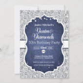 Denim and Diamonds Birthday Invitation Kaart (Voorkant)