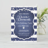 Denim and Diamonds Birthday Invitation Kaart (Staand voorkant)