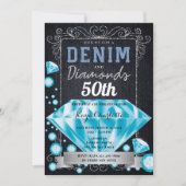 Denim and Diamonds Birthday Invitation Kaart (Voorkant)