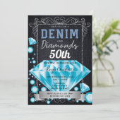 Denim and Diamonds Birthday Invitation Kaart (Staand voorkant)