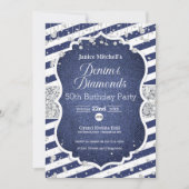 Denim and Diamonds Birthday Invitation Kaart (Voorkant)