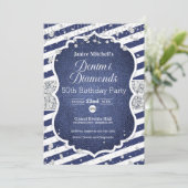 Denim and Diamonds Birthday Invitation Kaart (Staand voorkant)