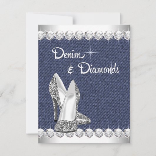 Denim and Diamonds Birthday Party Invitations Kaart (Voorkant)