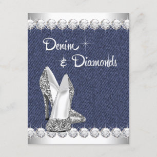 Denim and Diamonds Birthday Party Invitations Kaart
