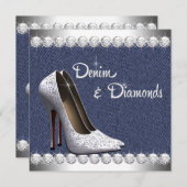 Denim and Diamonds Birthday Party Invitations Kaart (Voorkant / Achterkant)