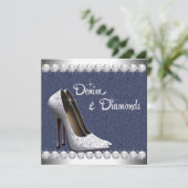 Denim and Diamonds Birthday Party Invitations Kaart (Staand voorkant)