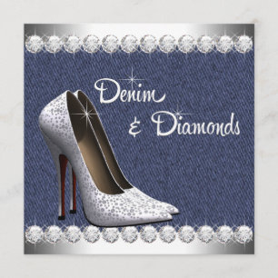 Denim and Diamonds Birthday Party Invitations Kaart