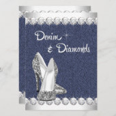 Denim and Diamonds Birthday Party Invitations Kaart (Voorkant / Achterkant)