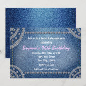 Denim and Diamonds Birthday Party Invitations Kaart (Voorkant / Achterkant)