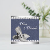 Denim and Diamonds Birthday Party Invitations Kaart (Staand voorkant)