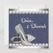 Denim and Diamonds Birthday Party Invitations Kaart (Voorkant)