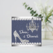 Denim and Diamonds Birthday Party Invitations Kaart (Staand voorkant)