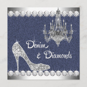 Denim and Diamonds Birthday Party Invitations Kaart