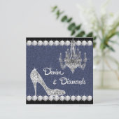 Denim and Diamonds Birthday Party Invitations Kaart (Staand voorkant)