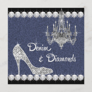 Denim and Diamonds Birthday Party Invitations Kaart