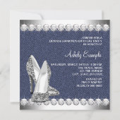 Denim and Diamonds Birthday Party Kaart (Achterkant)