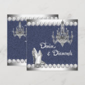 Denim and Diamonds Birthday Party Kaart (Voorkant / Achterkant)