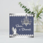 Denim and Diamonds Birthday Party Kaart (Staand voorkant)