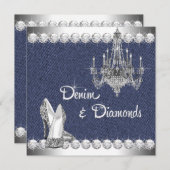 Denim and Diamonds Birthday Party Kaart (Voorkant / Achterkant)