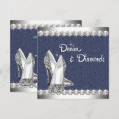 Denim and Diamonds Birthday Party Kaart (Voorkant / Achterkant)