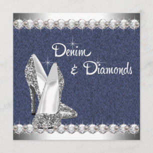 Denim and Diamonds Birthday Party Kaart