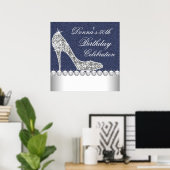 Denim and Diamonds Birthday Party Poster (Thuiskantoor)