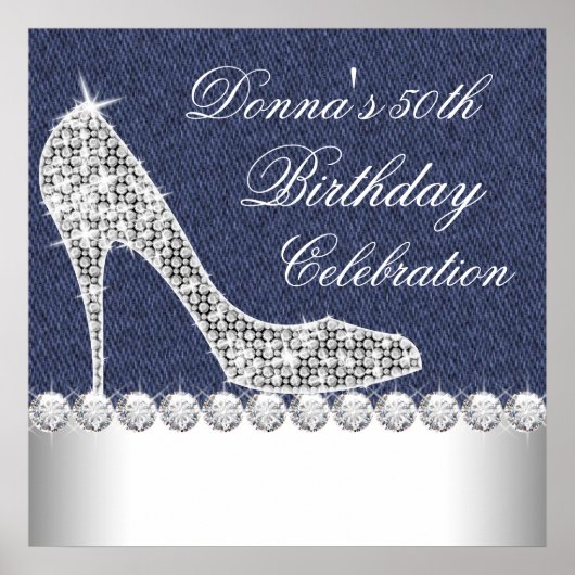 Denim and Diamonds Birthday Party Poster (Voorkant)