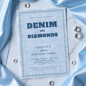 Denim and Diamonds Blue Jeans 30th Birthday Party Kaart