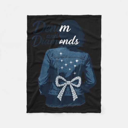 Denim And Diamonds Bow Ladies Girls Jeans Women  Fleece Deken (Voorkant)