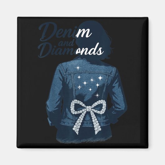 Denim And Diamonds Bow Ladies Girls Jeans Women  Magneet (Voorkant)