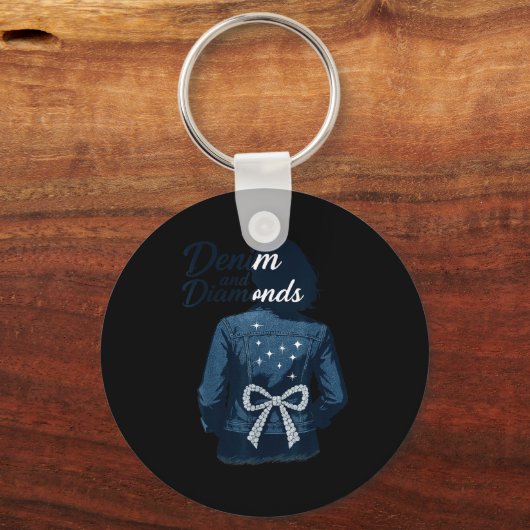 Denim And Diamonds Bow Ladies Girls Jeans Women  Sleutelhanger (Voorkant)