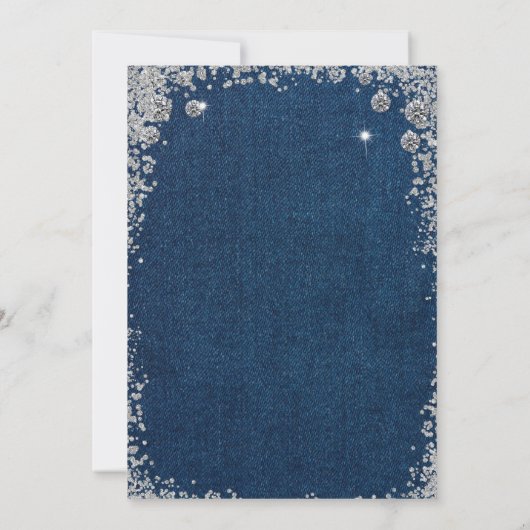 Denim and Diamonds nodigt Chic Birthday Party uit Kaart (Achterkant)