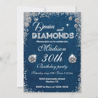 Denim and Diamonds nodigt Chic Birthday Party uit Kaart