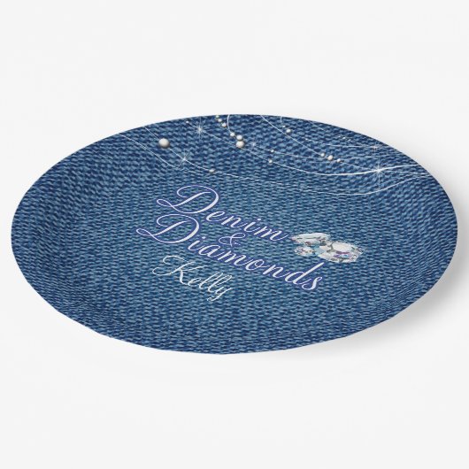 Denim and Diamonds Party Papieren Bordje (Gekanteld)